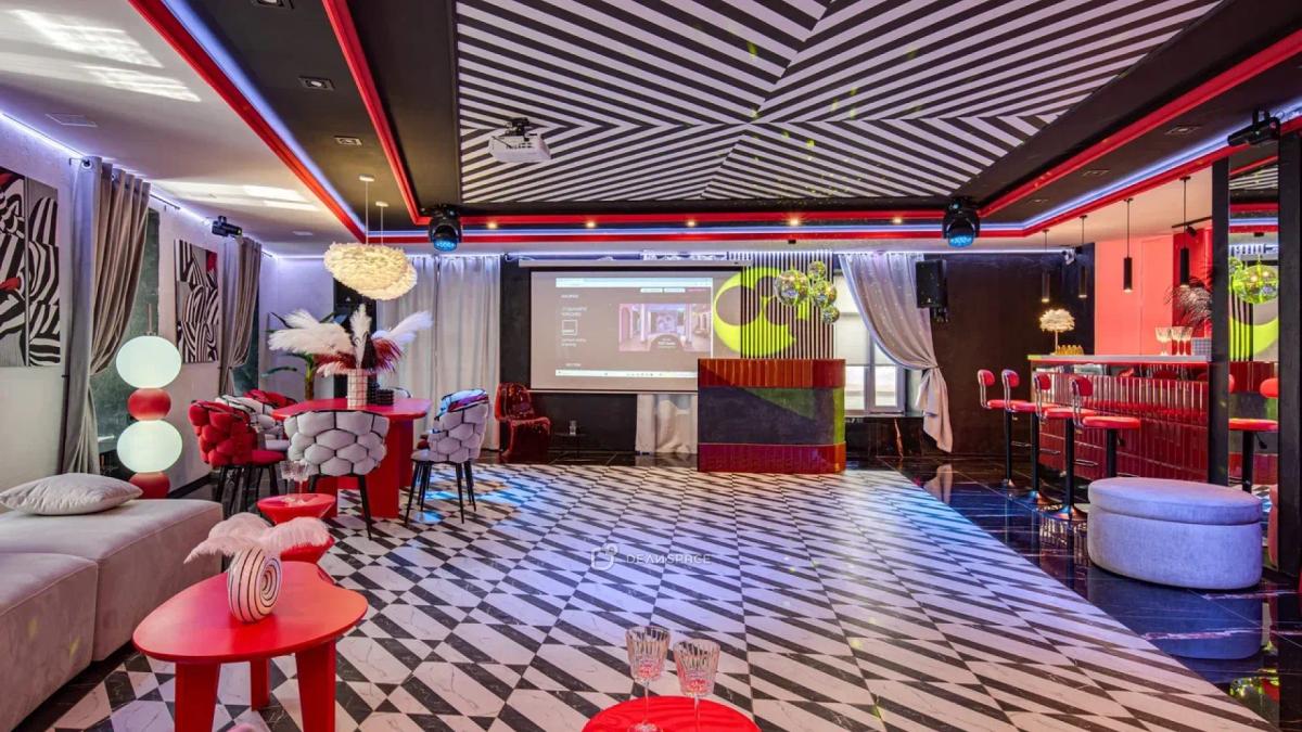 Лофт "Марти" черно-белая геометрия с футуристичным красным - Фото №9